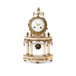 FRENCH WHITE MARBLE AND GILT METAL MANTEL CLOCK, JAPY FRÈRES & CO. 19TH CENTURY