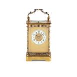 FRENCH CHAMPLEVÉ ENAMEL AND BRASS REPEATER CARRIAGE CLOCK LATE 19TH CENTURY