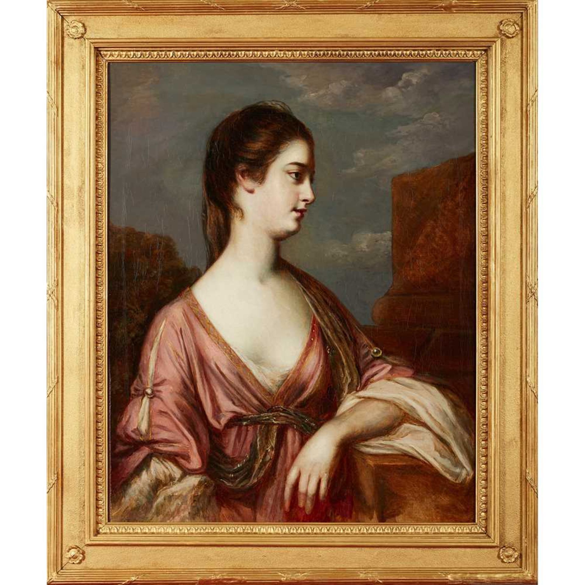 ATTRIBUTED TO FRANCIS COTES HALF LENGTH PORTRAIT OF A LADY IN PROFILE - Image 2 of 3