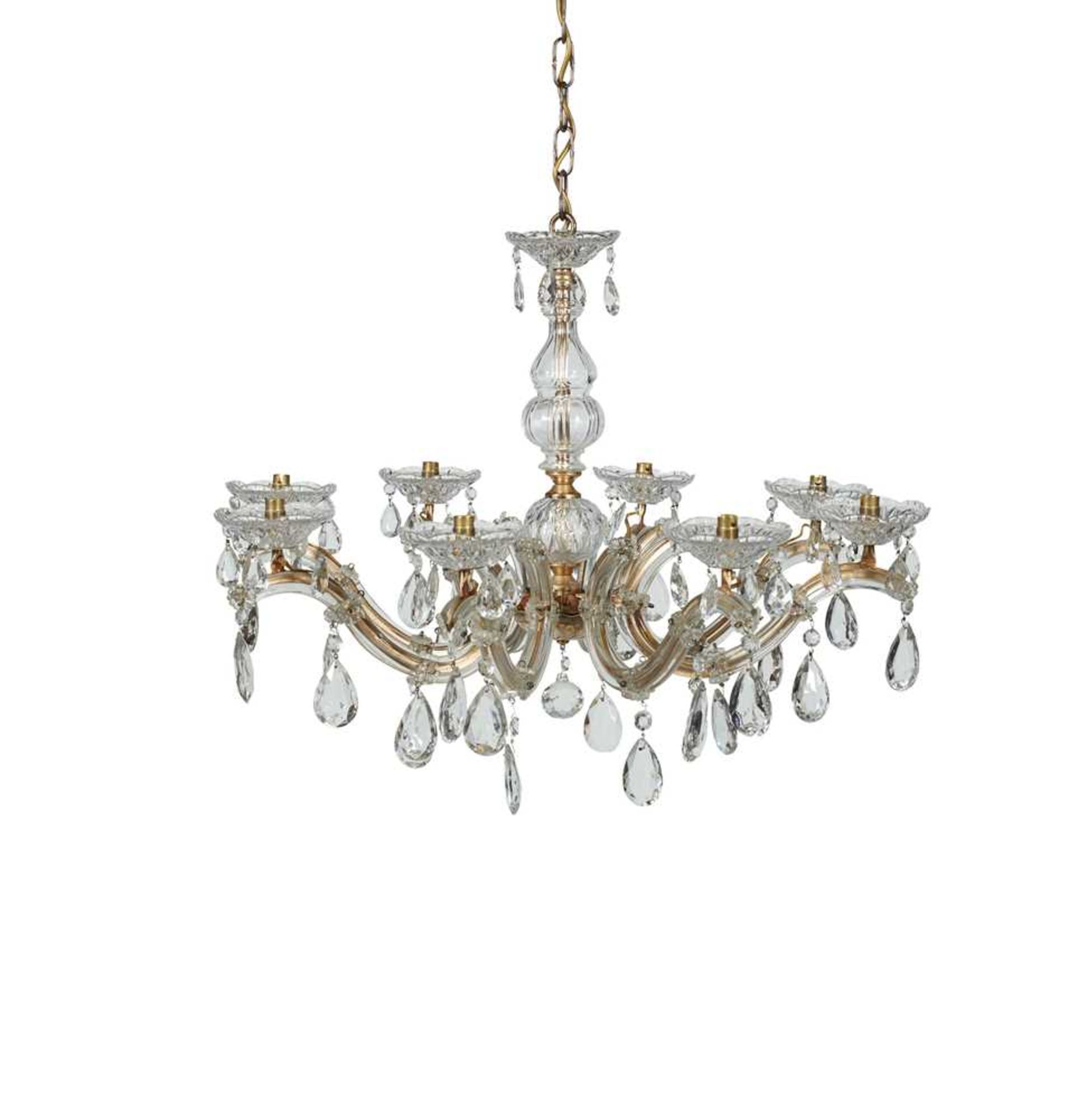 PAIR OF EIGHT BRANCH CUT GLASS CHANDELIERS 20TH CENTURY - Image 2 of 2