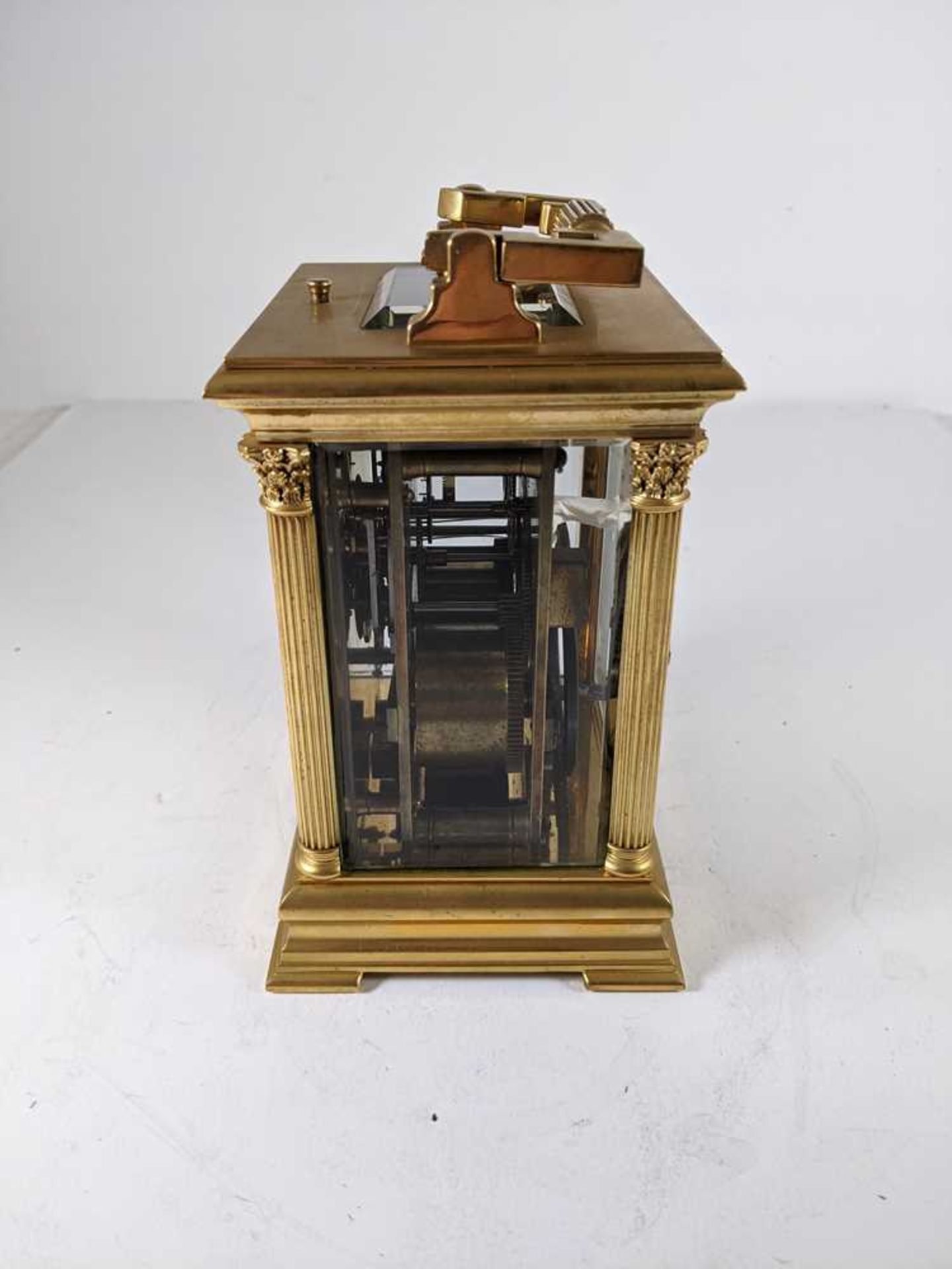 FRENCH BRASS AND ENAMEL REPEATER CARRIAGE CLOCK LATE 19TH CENTURY - Image 3 of 10