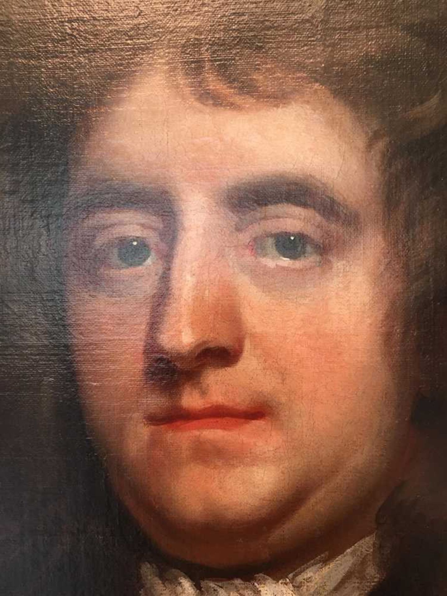 CIRCLE OF SIR PETER LELY HALF LENGTH PORTRAIT OF A GENTLEMAN IN LACE CRAVAT - Image 11 of 12