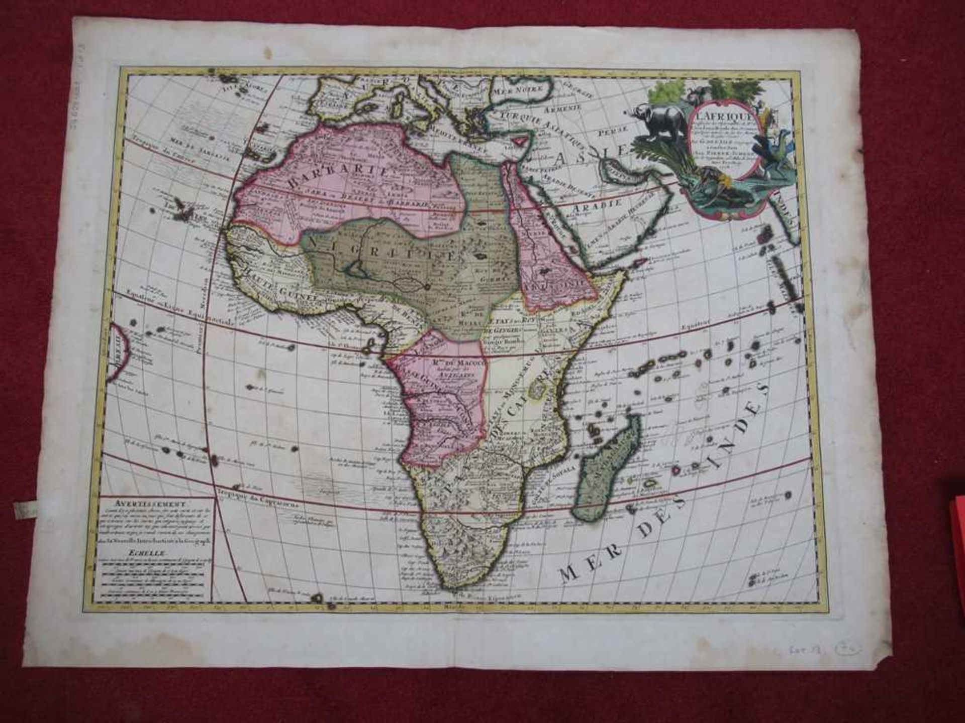 [Map of Africa] De Lisle, Guillaume L'Afrique Dressée par les Observations de Mrs de l'Acadamie Roya - Image 4 of 6