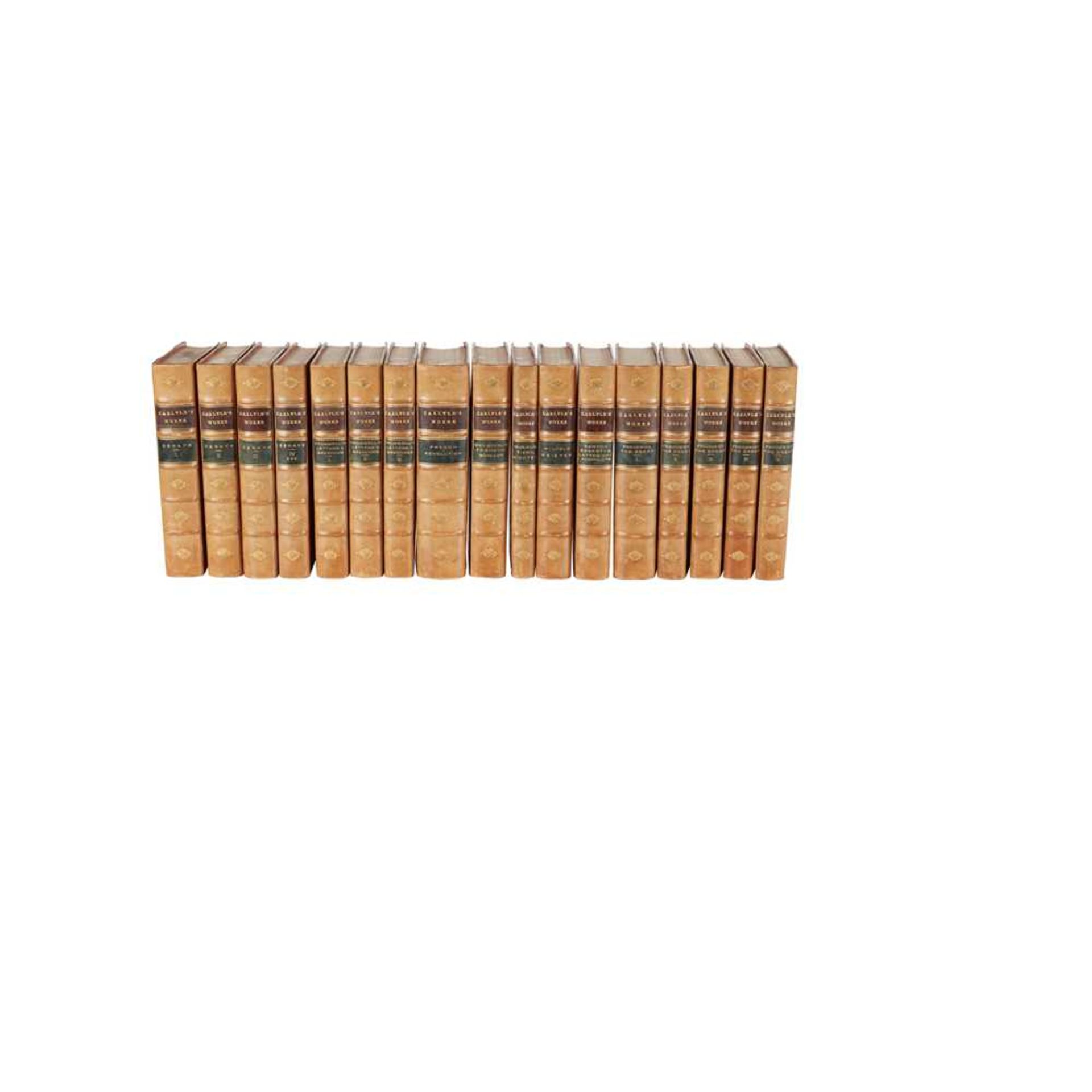 Bindings - George Eliot, Thomas Carlyle, and W.M. Thackeray 50 volumes, comprising - Image 2 of 4