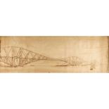 Forth Rail Bridge, circa 1890 SALEROOM NOTICE: THIS MEASURES 60 x 358cm Scottish School illustration