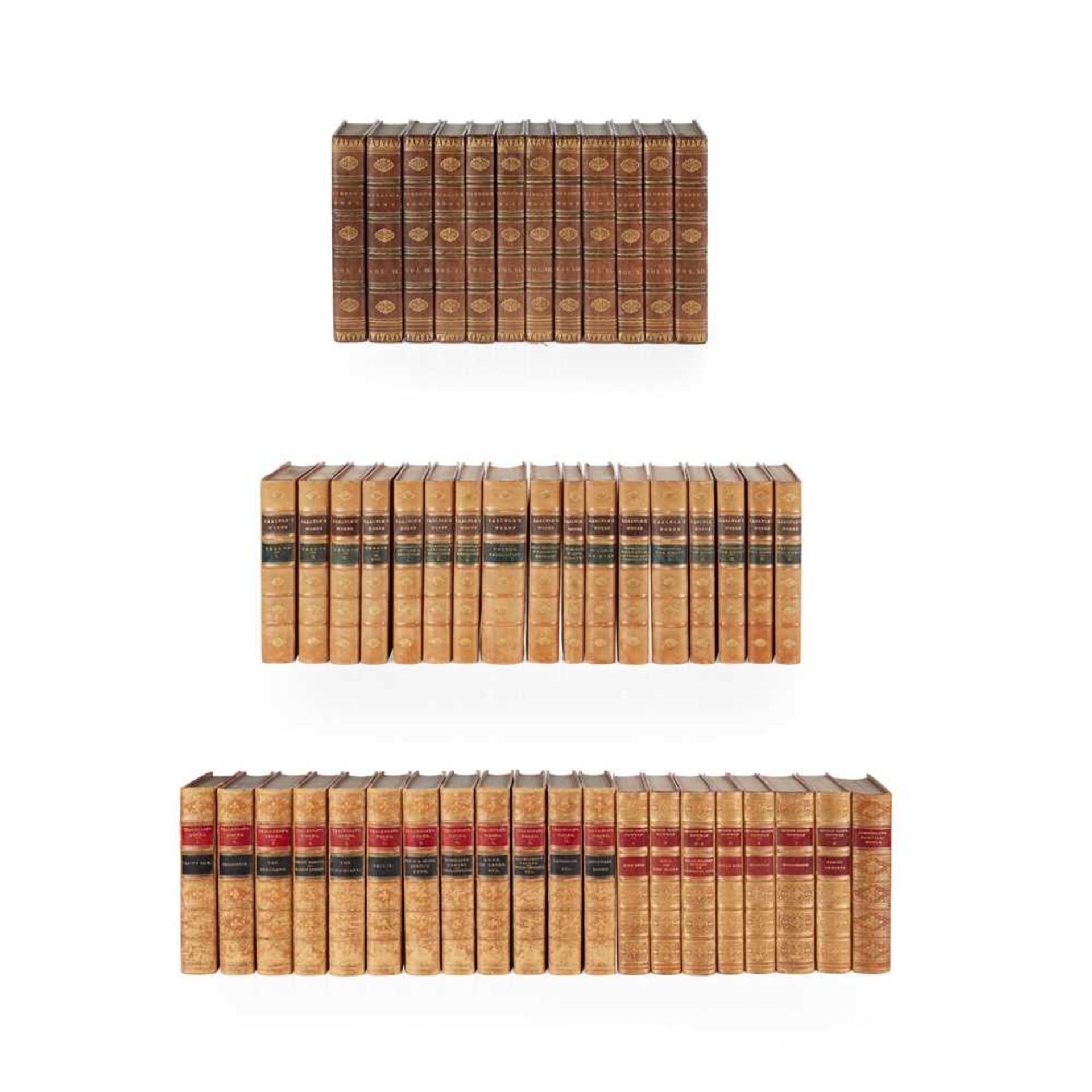 Bindings - George Eliot, Thomas Carlyle, and W.M. Thackeray 50 volumes, comprising