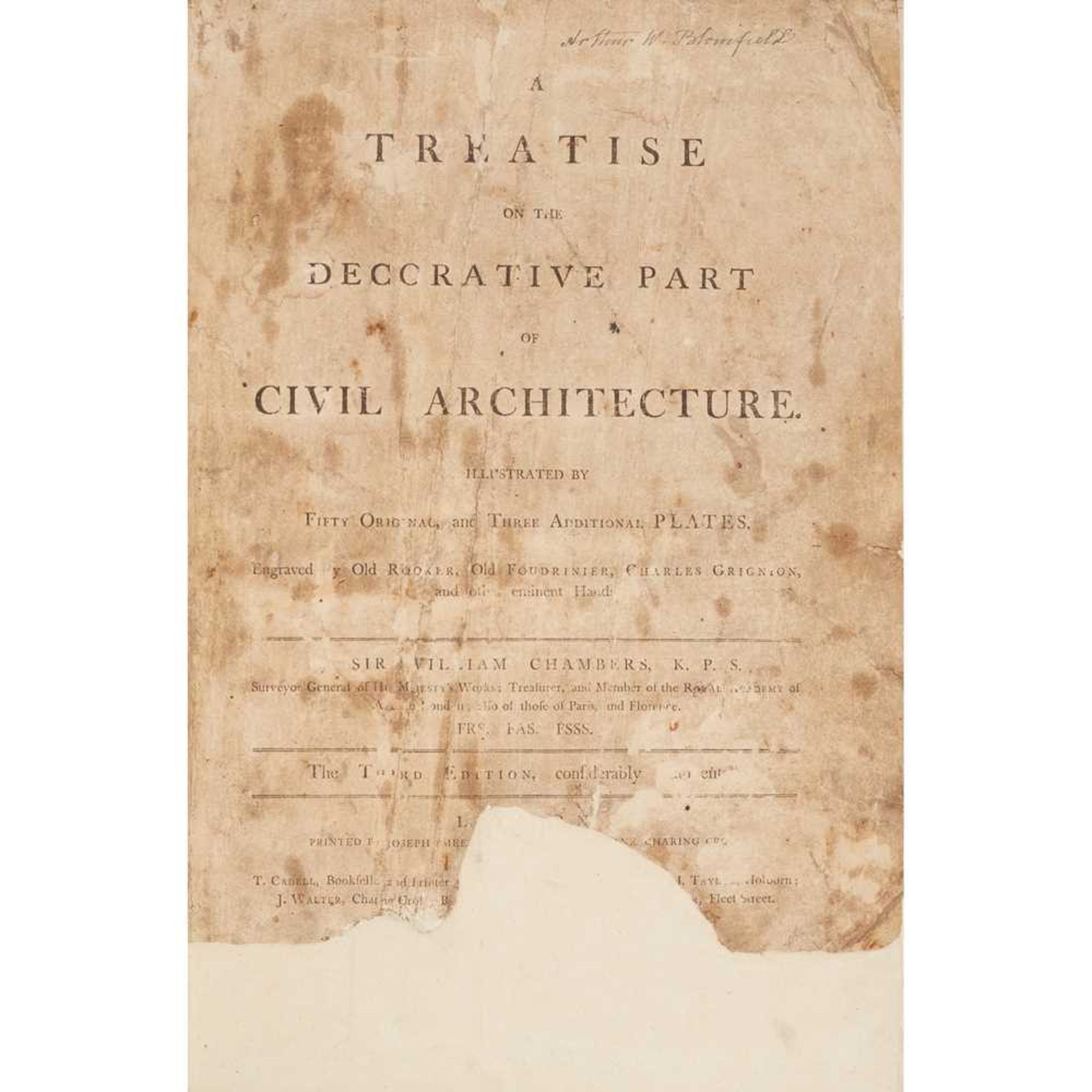 Chambers, William A Treatise on the Decorative Part of Civil Architecture - Image 2 of 2