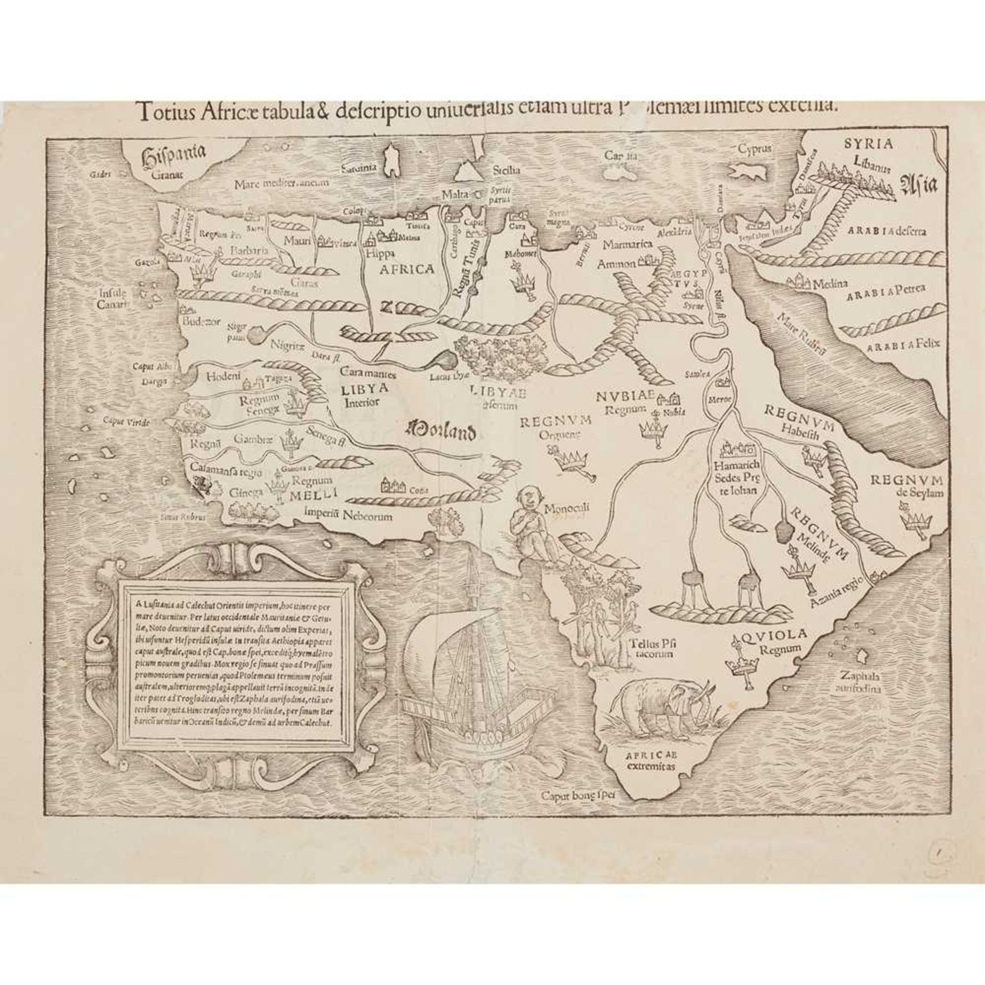 [Map of Africa] Münster, Sebastian Totius Africae tabula & descriptio universalis