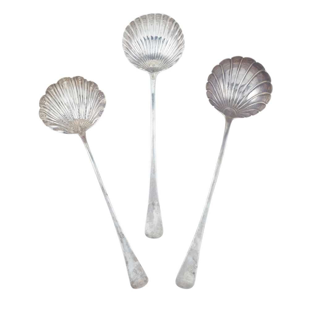 A group of three George III soup ladles