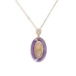 An opal and amethyst pendant necklace