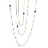 An amethyst and pearl set long-chain