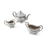 A matched Regency three-piece tea service