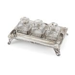 A George III silver inkstand