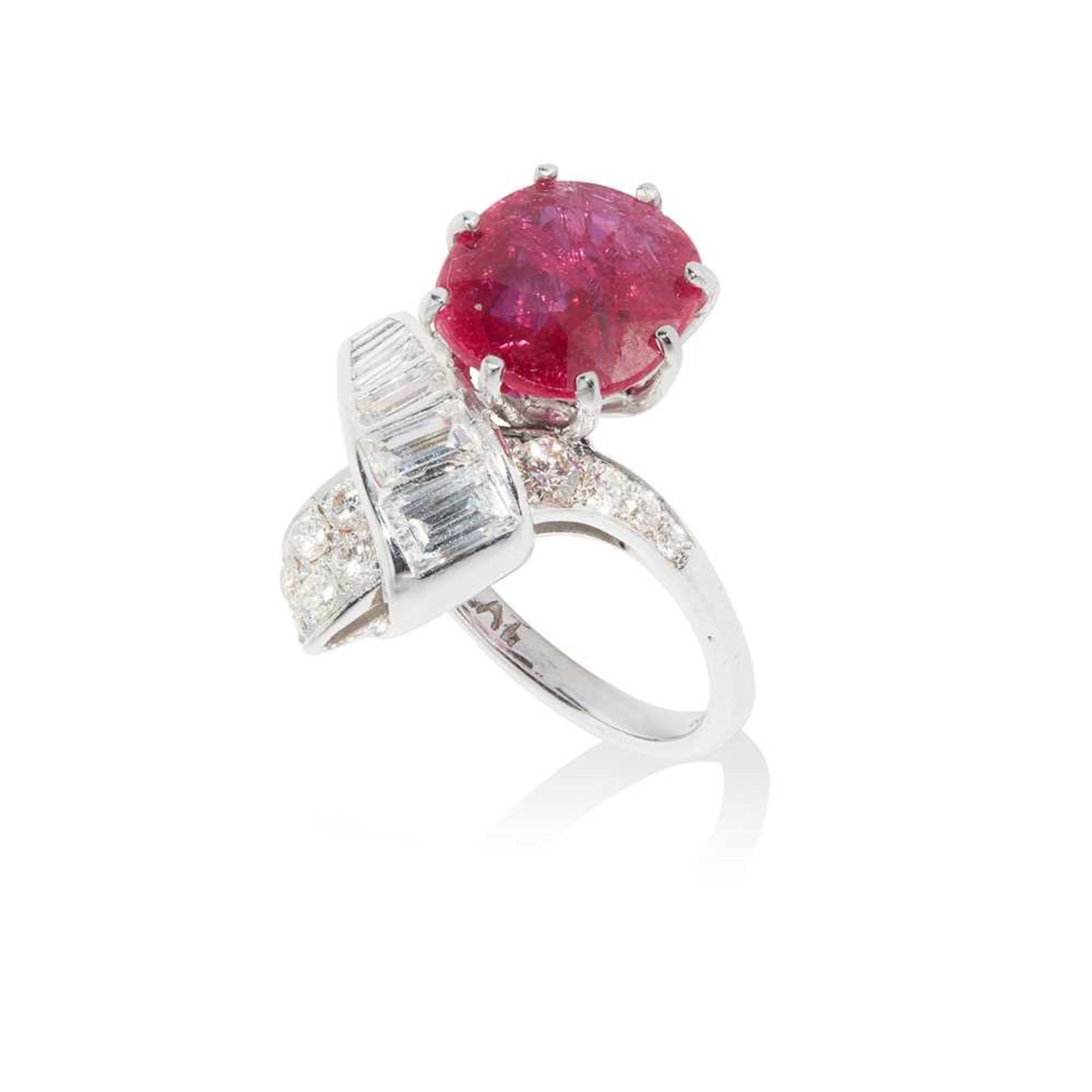 A ruby and diamond dress ring