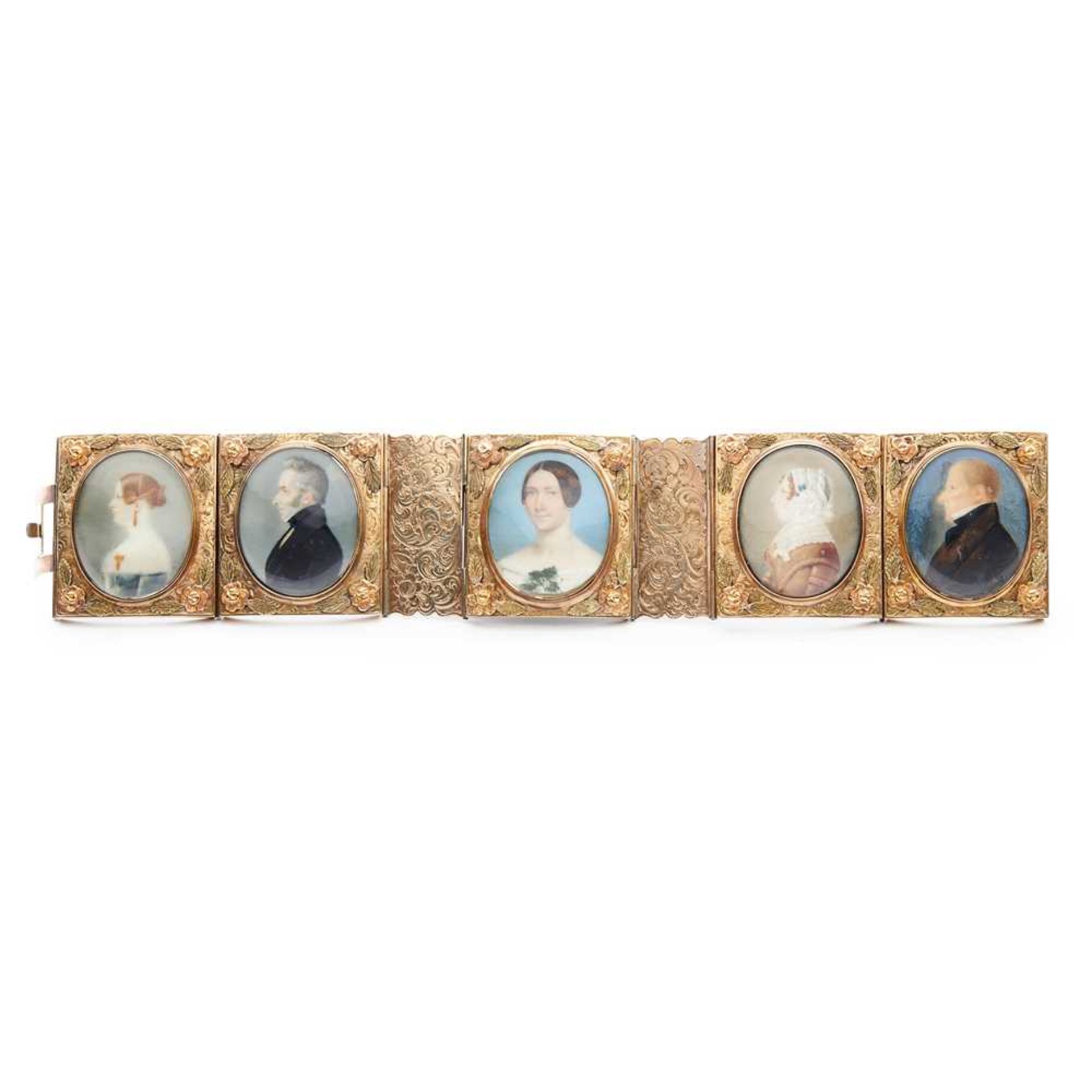 A 19th century portrait miniature bracelet