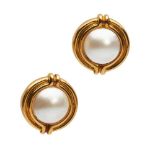 A pair of mabé pearl earrings, by Tiffany & Co