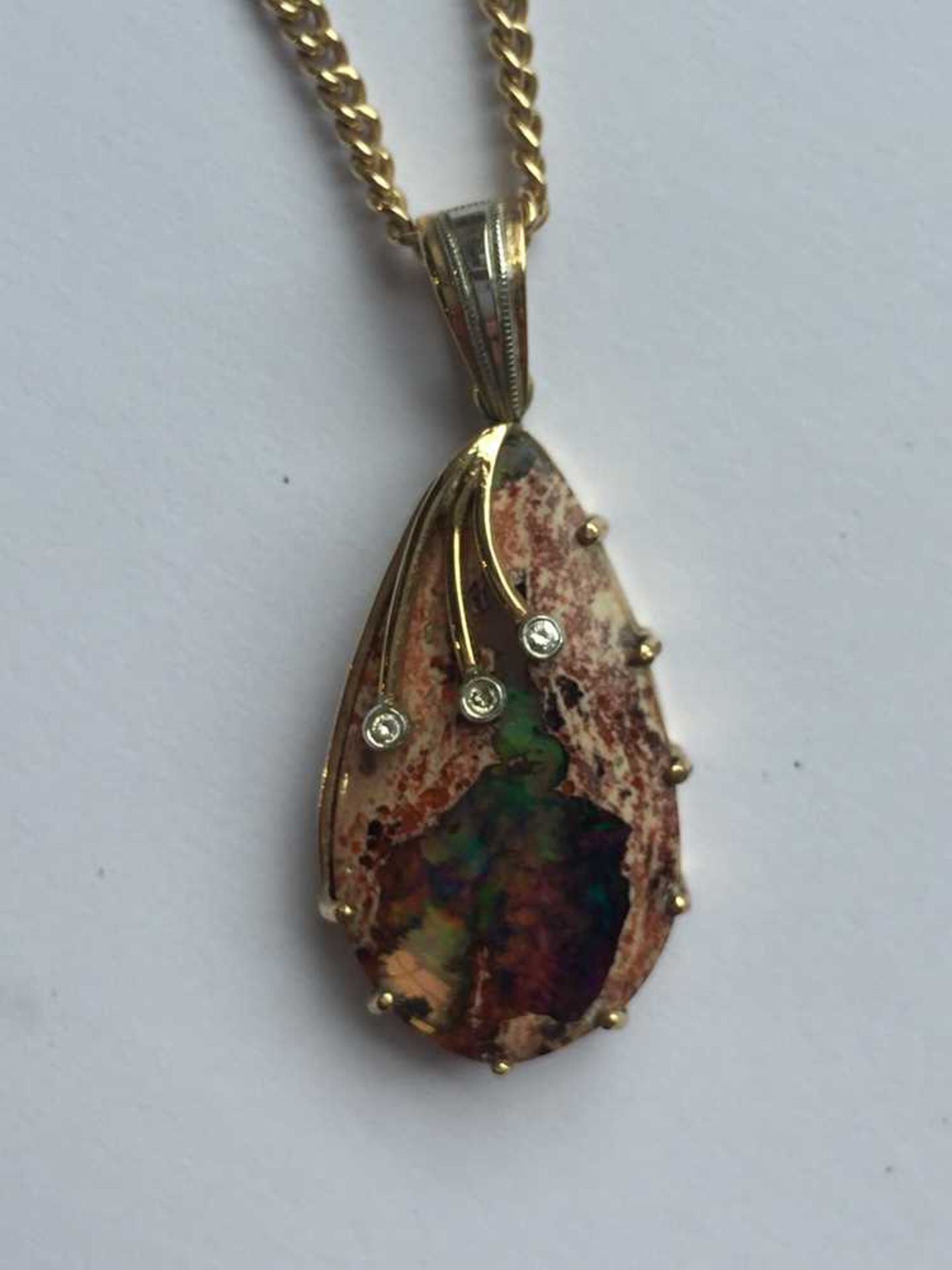 A boulder opal and diamond pendant - Image 3 of 7