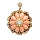 A Victorian coral and diamond pendant