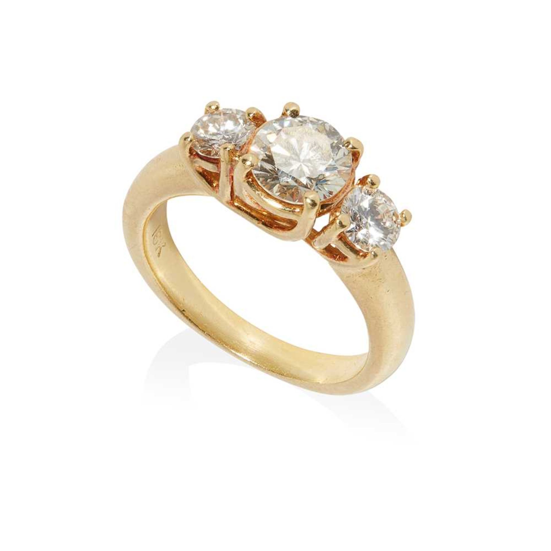 A three-stone diamond ring