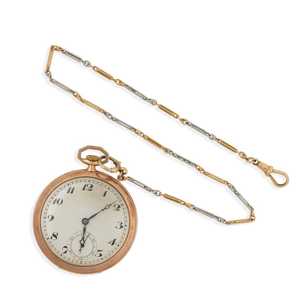 A gold art deco pocket watch