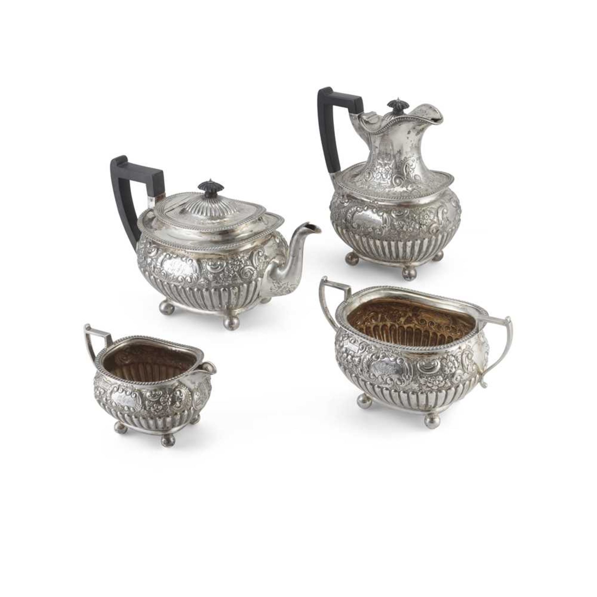 A late Victorian four-piece tea service