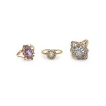 Three gem-set rings