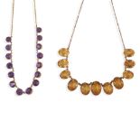 Two gem-set fringed necklaces