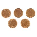 G.B - Five proof half sovereigns