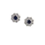 A pair of sapphire and diamond cluster earrings