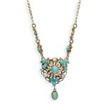 An Austrian turquoise and pearl necklace