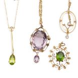 A collection of gem-set pendants
