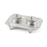 A George III style silver inkstand