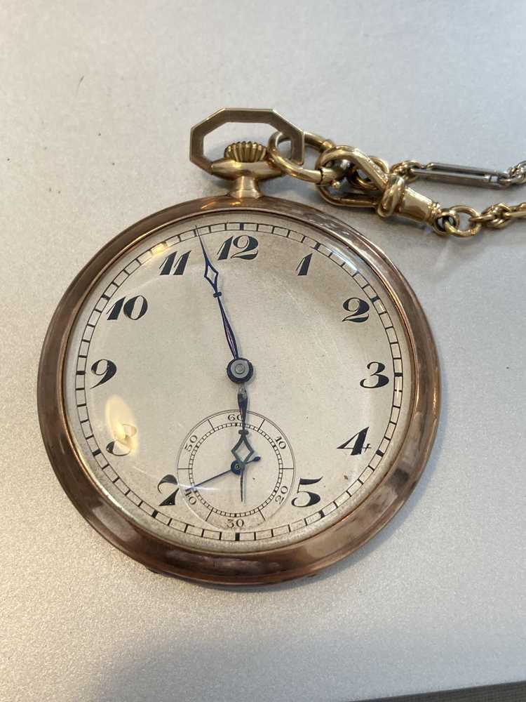 A gold art deco pocket watch - Image 2 of 6