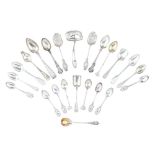 A large mixed collection of teaspoons
