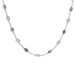 A blue topaz and amethyst necklace, by Deakin & Francis