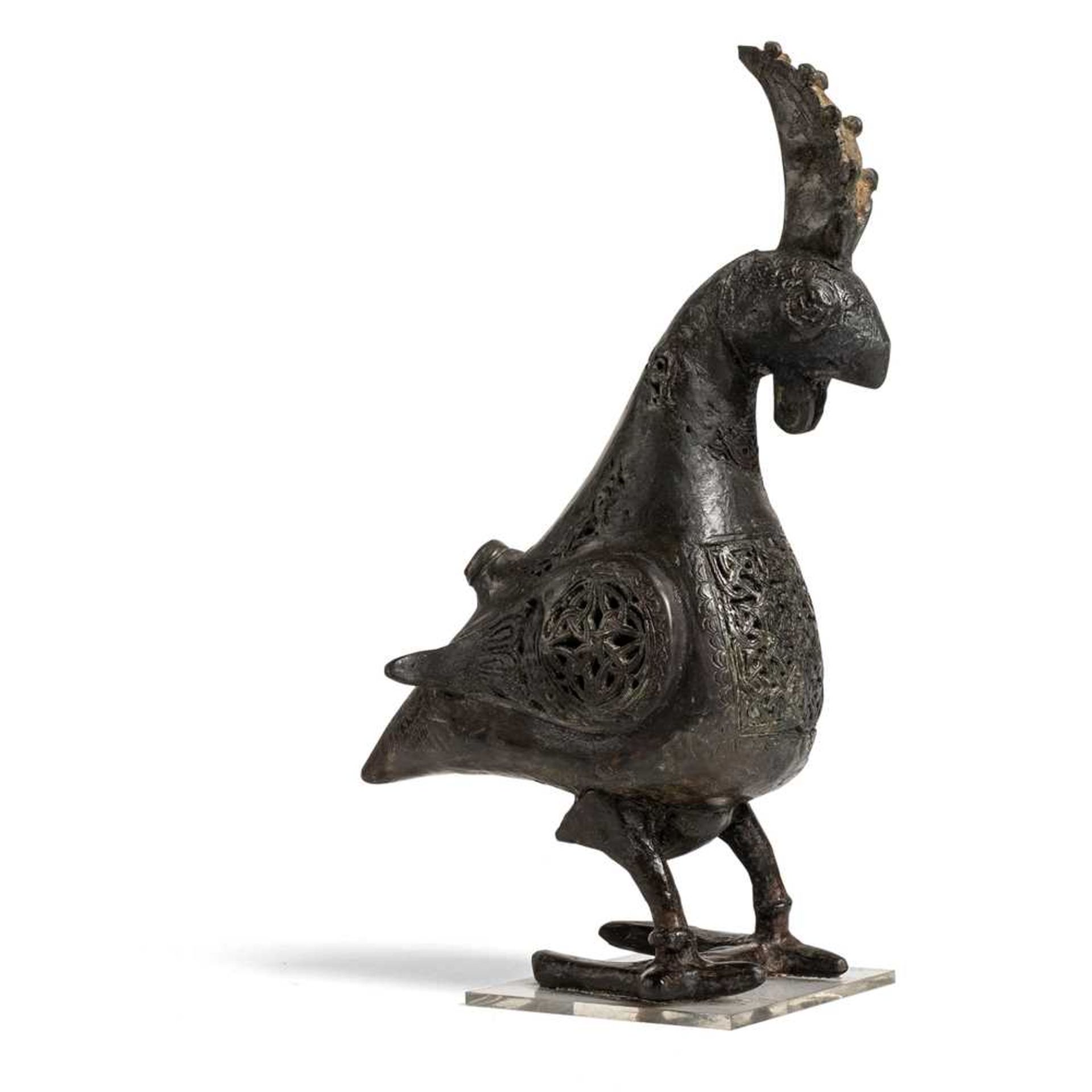 KHORASAN BRONZE INCENSE BURNER IN THE FORM OF A COCKEREL PERSIA, 12TH CENTURY - Image 2 of 14