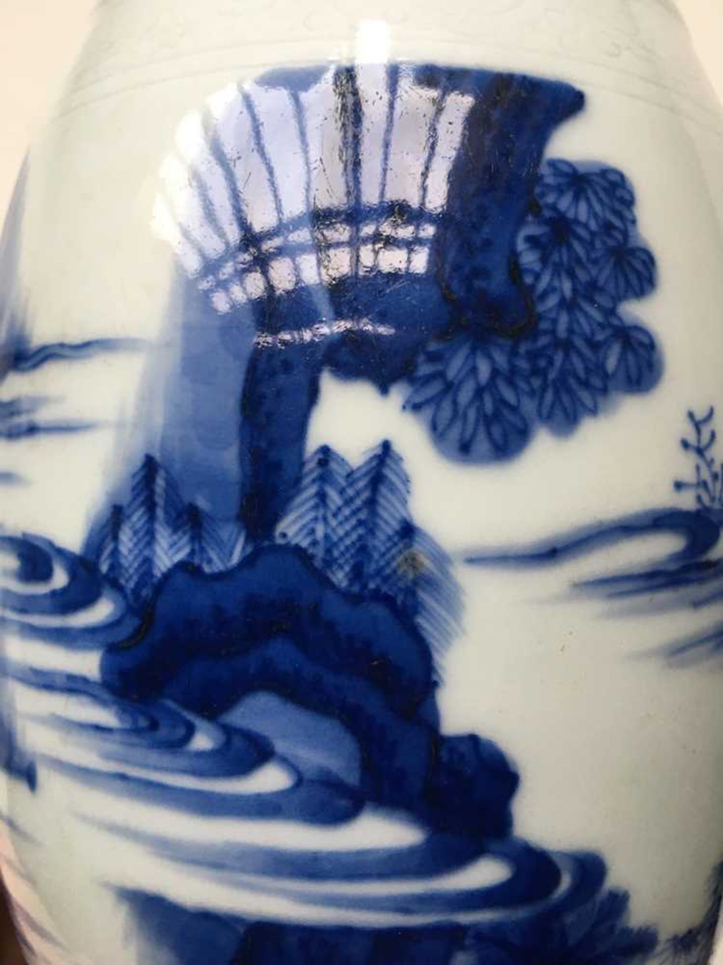 BLUE AND WHITE BALUSTER VASE TRANSITIONAL STYLE - Image 12 of 15