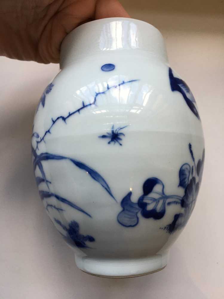 BLUE AND WHITE 'CRICKET AND LILY' JAR - Image 5 of 18