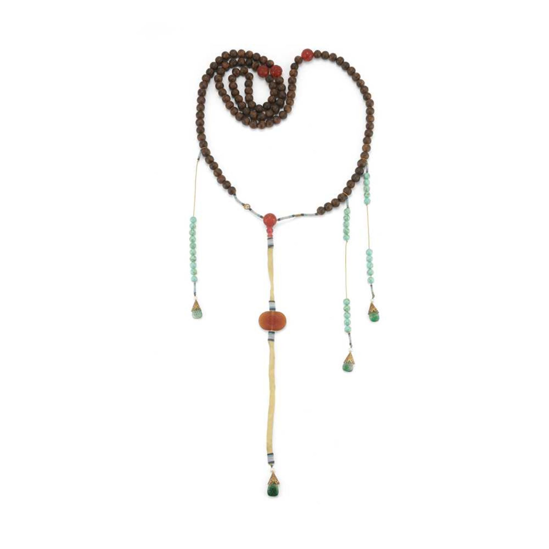 AGARWOOD AND MULTI-GEMSTONE COURT NECKLACE AND ROSARY - Image 2 of 16