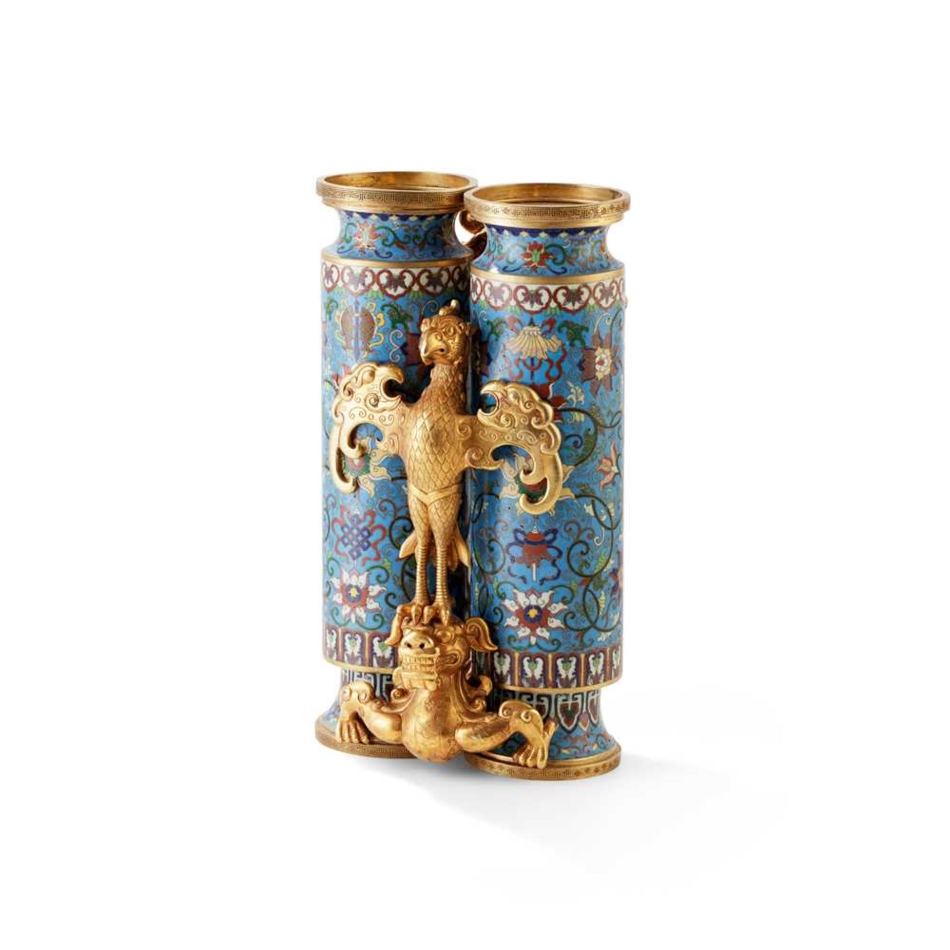 GILT-BRONZE CLOISONNÉ ENAMEL CHAMPION VASE 20TH CENTURY - Image 2 of 15