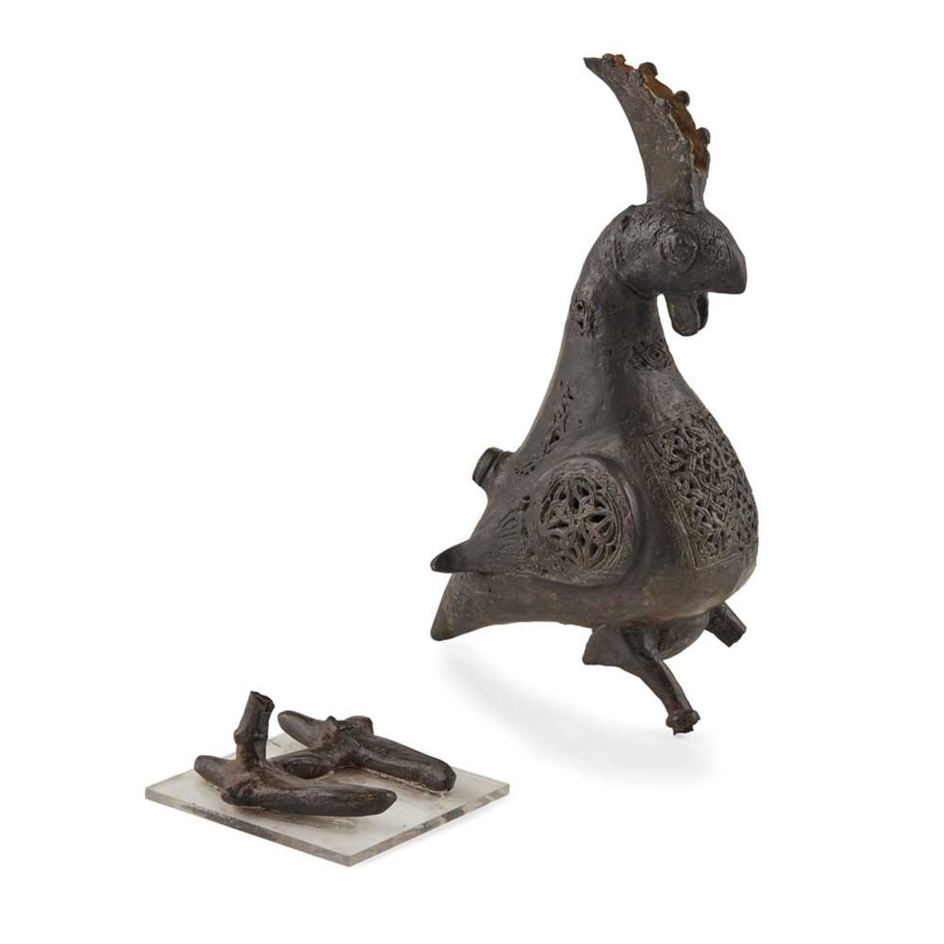 KHORASAN BRONZE INCENSE BURNER IN THE FORM OF A COCKEREL PERSIA, 12TH CENTURY