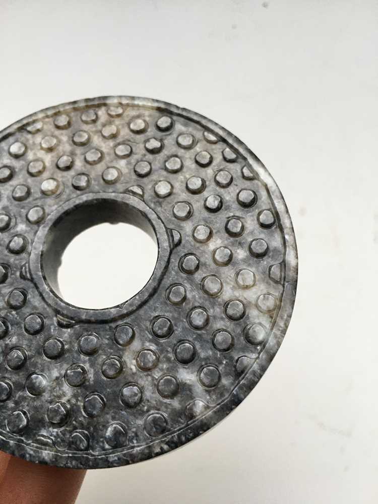 GREYISH JADE 'BI' DISC QING DYNASTY, 19TH CENTURY - Image 13 of 13