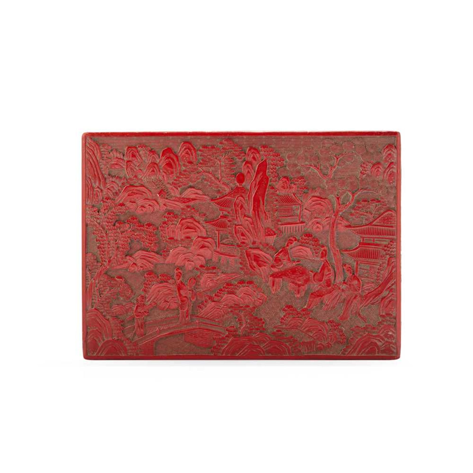 CARVED CINNABAR LACQUER RECTANGULAR BOX AND COVER QING DYNASTY, 19TH CENTURY - Image 2 of 16