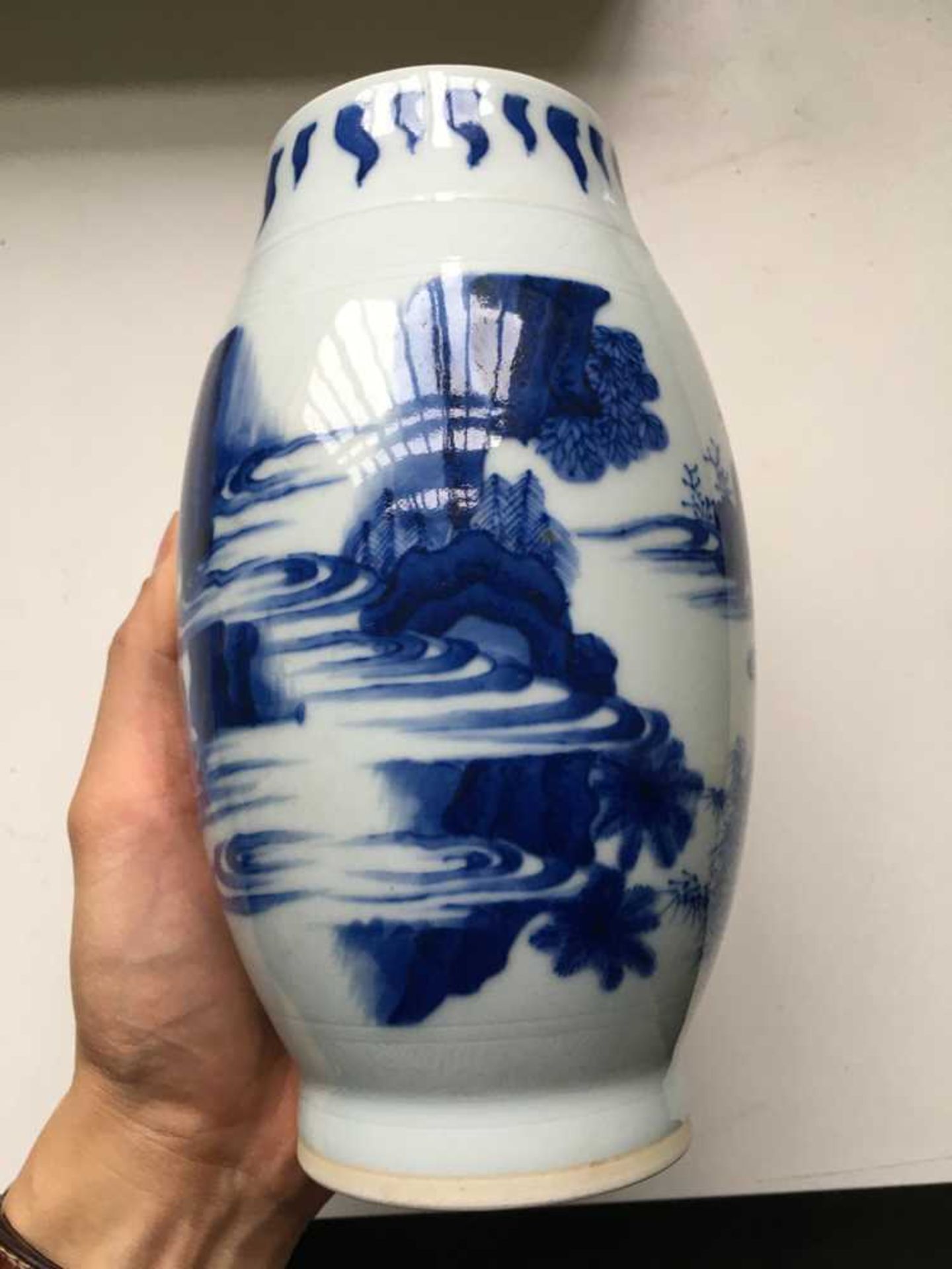BLUE AND WHITE BALUSTER VASE TRANSITIONAL STYLE - Image 7 of 15