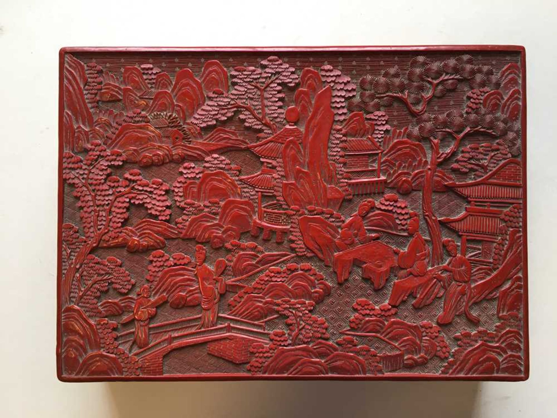 CARVED CINNABAR LACQUER RECTANGULAR BOX AND COVER QING DYNASTY, 19TH CENTURY - Image 3 of 16