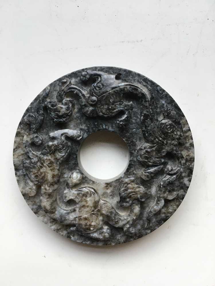 GREYISH JADE 'BI' DISC QING DYNASTY, 19TH CENTURY - Image 2 of 13