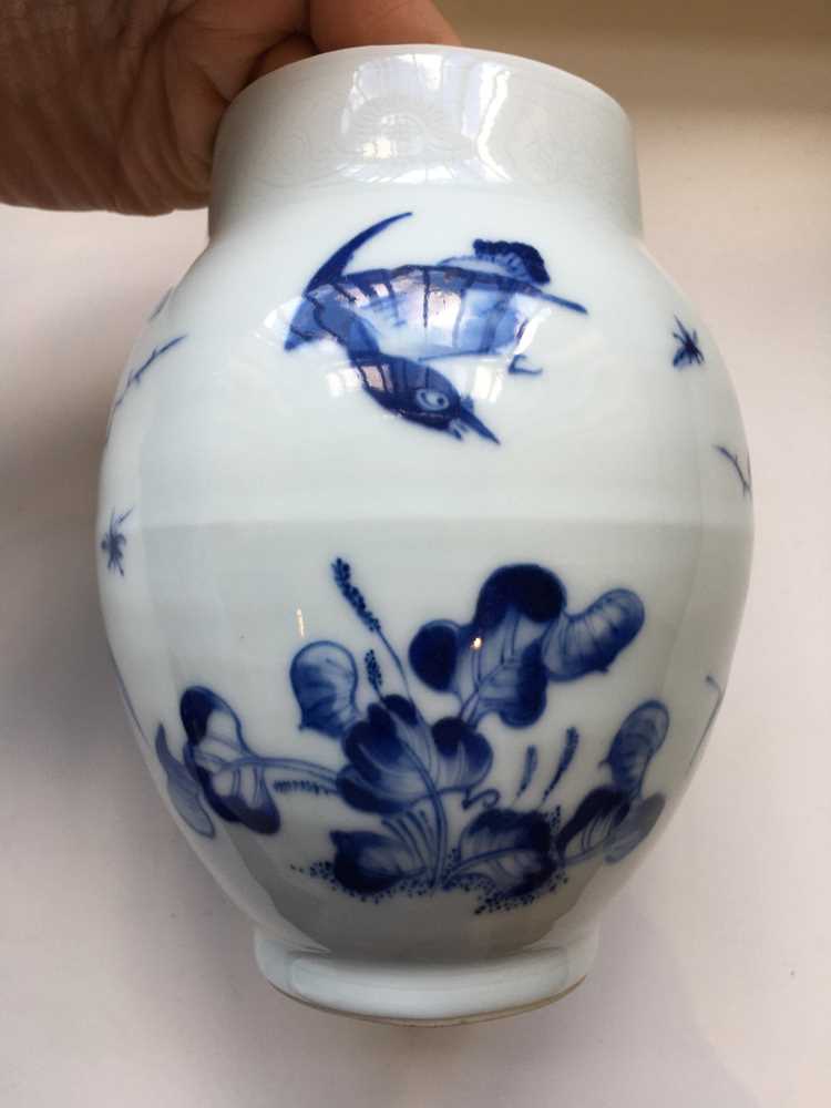 BLUE AND WHITE 'CRICKET AND LILY' JAR - Image 10 of 18
