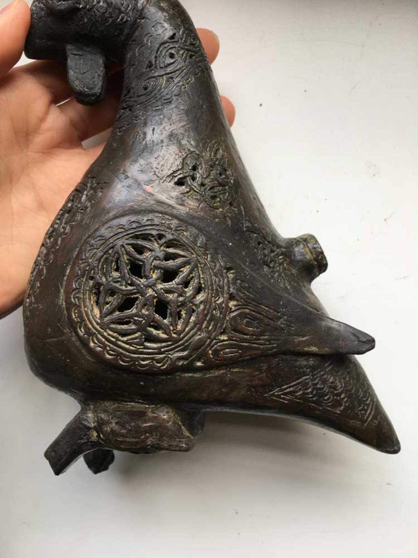 KHORASAN BRONZE INCENSE BURNER IN THE FORM OF A COCKEREL PERSIA, 12TH CENTURY - Image 9 of 14