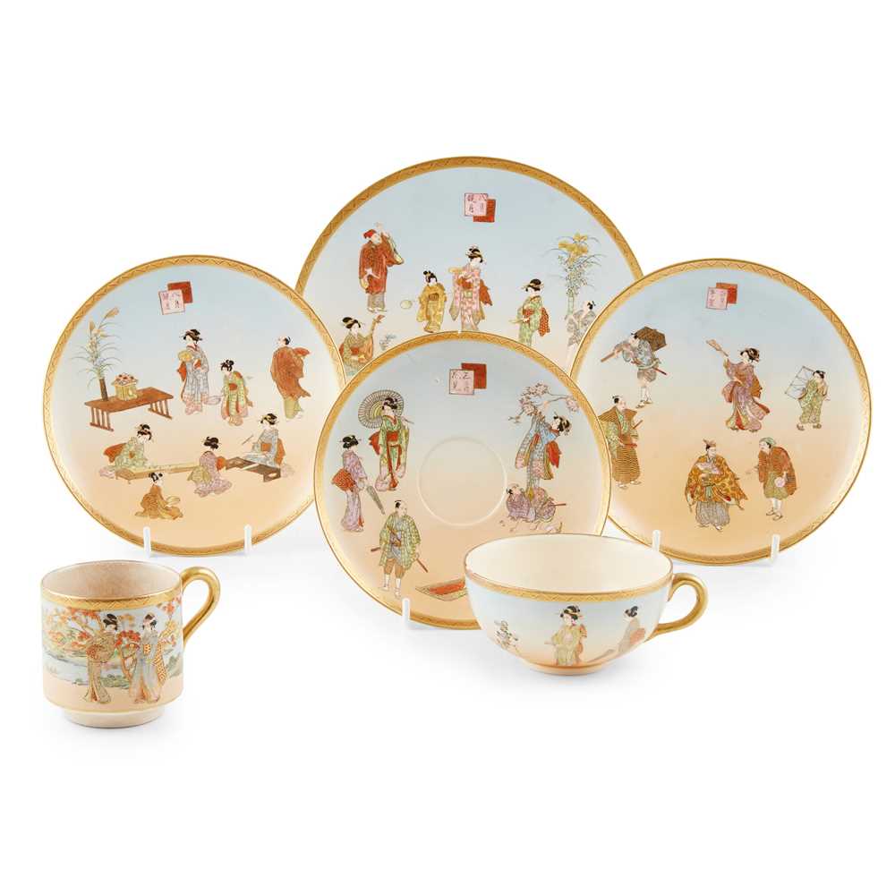 GROUP OF SIX SATSUMA WARES TAISHO PERIOD