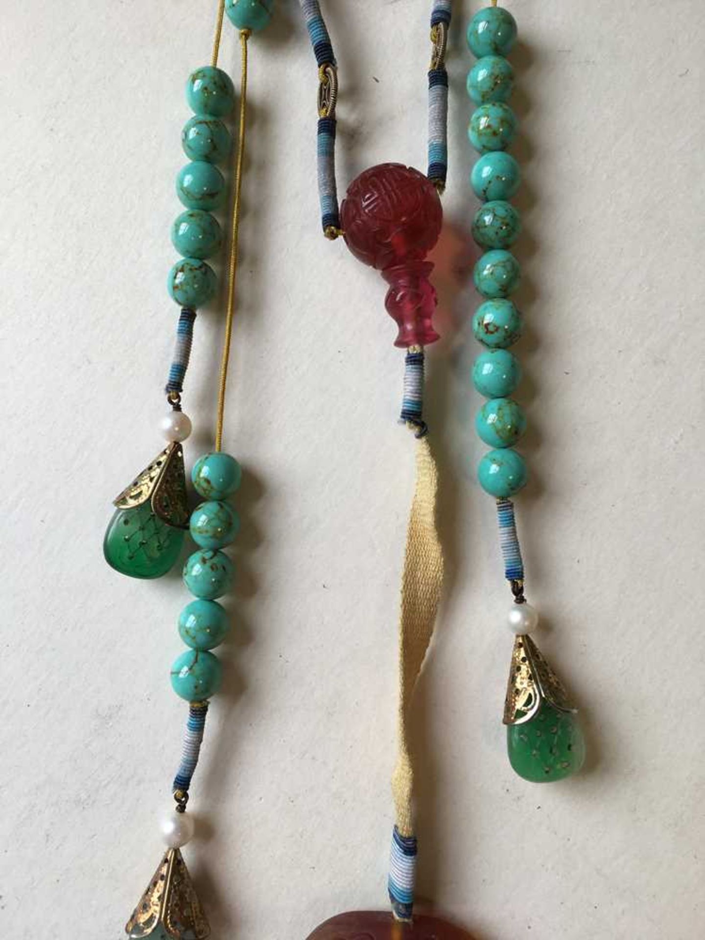 AGARWOOD AND MULTI-GEMSTONE COURT NECKLACE AND ROSARY - Image 8 of 16